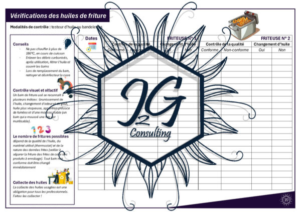 Fiche technique - Vérifications des huiles de friture - J2G Consulting - Reproduction interdite
