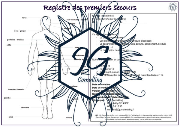 Registre des premiers secours